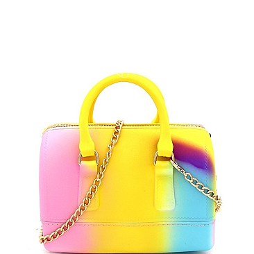 Small 2-Way Rainbow Jelly Boston Satchel Shoulder Bag