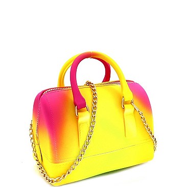 Small 2-Way Rainbow Jelly Boston Satchel Shoulder Bag