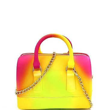 Small 2-Way Rainbow Jelly Boston Satchel Shoulder Bag