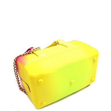 Small 2-Way Rainbow Jelly Boston Satchel Shoulder Bag