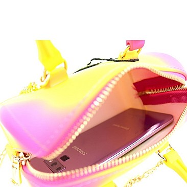 Small 2-Way Rainbow Jelly Boston Satchel Shoulder Bag