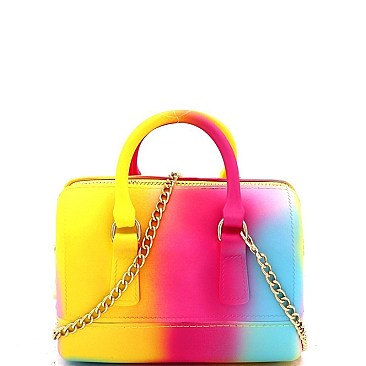 Small 2-Way Rainbow Jelly Boston Satchel Shoulder Bag