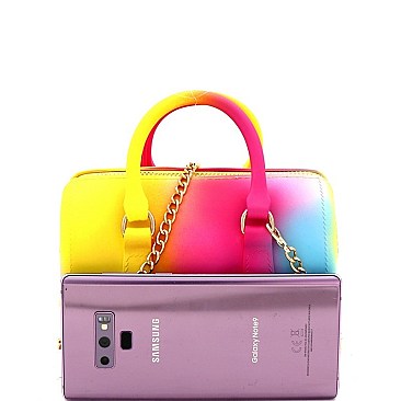 Small 2-Way Rainbow Jelly Boston Satchel Shoulder Bag
