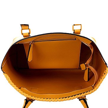 Fashionable Whipstitched Laser-Cut 2 in 1 Tote Messenger Value SET MH-AS3220