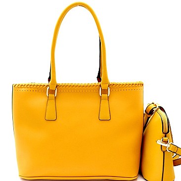 Fashionable Whipstitched Laser-Cut 2 in 1 Tote Messenger Value SET MH-AS3220