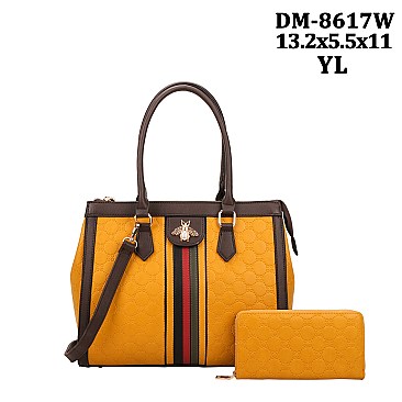 2 IN 1 Stylish Bee Accent Satchel Wallet Set