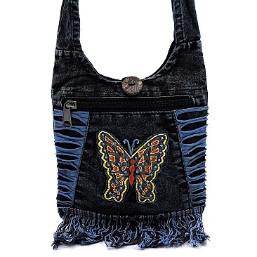 Bohemian Handicrafts Butterfly Cute Crossbody Bucket Bag