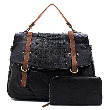 Fashion Laser Cut Flap 2-in-1 Messenger Bag Satchel