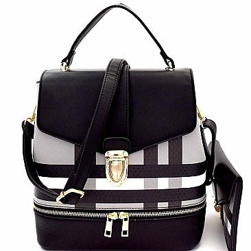 Plaid Checker 2 in 1 Convertible Backpack Satchel MH-BL1045S