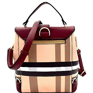 Plaid Checker 2 in 1 Convertible Backpack Satchel MH-BL1045S