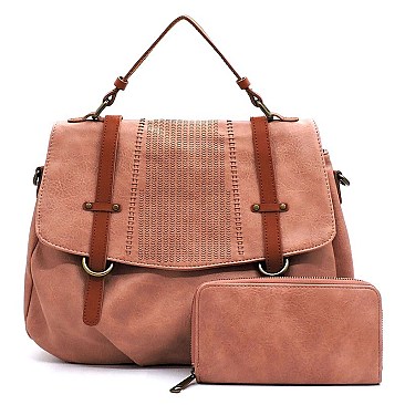 Fashion Laser Cut Flap 2-in-1 Messenger Bag Satchel