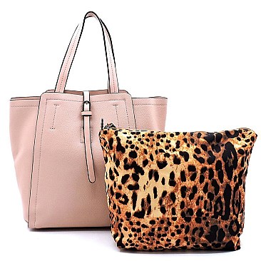Fashion Buckle Flap Leopard 2-in-1 Satchel