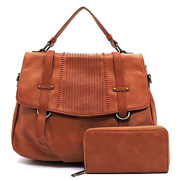 Fashion Laser Cut Flap 2-in-1 Messenger Bag Satchel