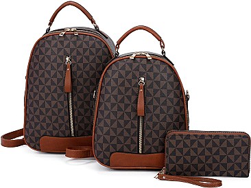 3 IN 1 CLASSIC MONOGRAM BACKPACK CLUTCH SET