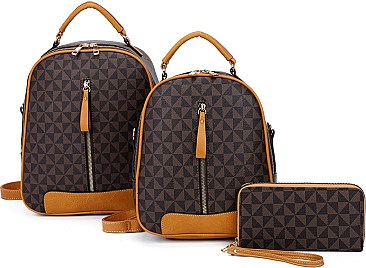 3 IN 1 CLASSIC MONOGRAM BACKPACK CLUTCH SET