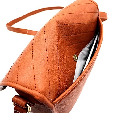 QUILTED FLAP CROSS BODY MESSENGER