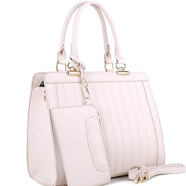 Trendy Vertical Quilted 2 in 1 Structured Satchel SET MH-BS3233