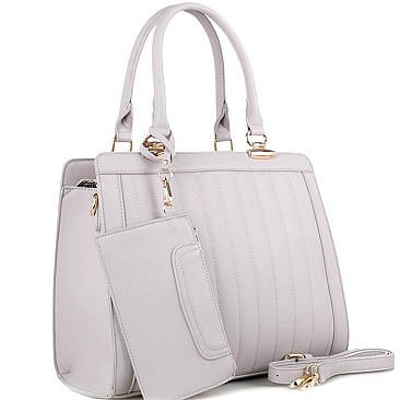 Trendy Vertical Quilted 2 in 1 Structured Satchel SET MH-BS3233