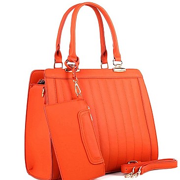 Trendy Vertical Quilted 2 in 1 Structured Satchel SET MH-BS3233