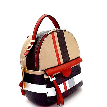 CH-BT2671 Checker Plaid Print Medium Convertible Backpack Satchel