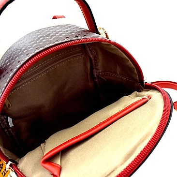 CH-BT2671 Checker Plaid Print Medium Convertible Backpack Satchel