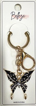 Rhinestone Butterfly Keychain Metal Bag Pendant
