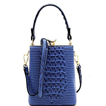 JEWEL TOP CROCODILE PRINT SATCHEL