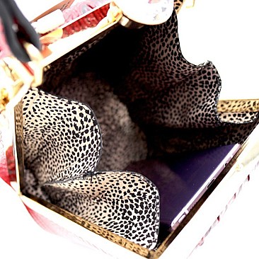 JEWEL TOP CROCODILE PRINT SATCHEL