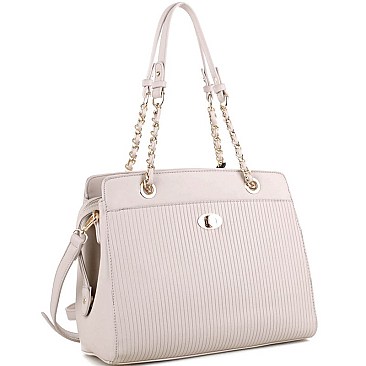 Stylish Pinstripe Embossed 2-Way Chain Tote Bag MH-BY4141