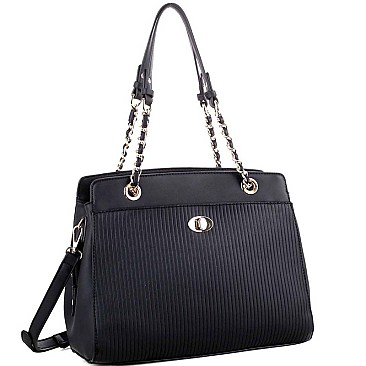 Stylish Pinstripe Embossed 2-Way Chain Tote Bag MH-BY4141