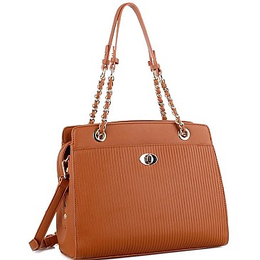Stylish Pinstripe Embossed 2-Way Chain Tote Bag MH-BY4141