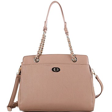 Stylish Pinstripe Embossed 2-Way Chain Tote Bag MH-BY4141