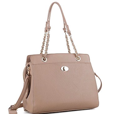Stylish Pinstripe Embossed 2-Way Chain Tote Bag MH-BY4141