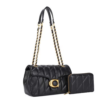 2-in-1 Quilted Shoulder Bag & Wallet Set