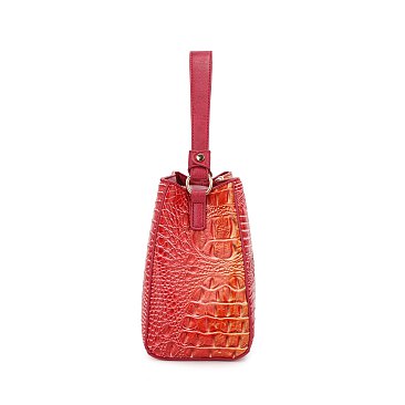 2- In1 Tie-Dye Croc -V- Emblem Bucket - Shoulder Handbag with Wallet
