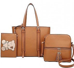 3 IN 1 STYLISH MODERN TOTE CROSSBODY AND CLUTCH SET