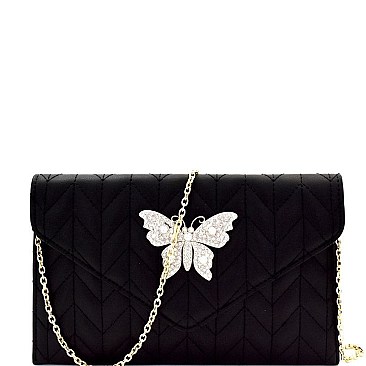Butterfly Charm Quilted Envelope Clutch MH-CL0155