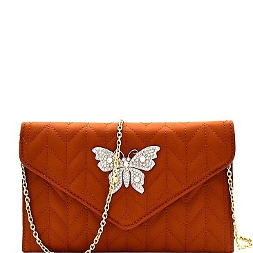 Butterfly Charm Quilted Envelope Clutch MH-CL0155