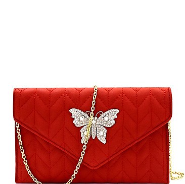 Butterfly Charm Quilted Envelope Clutch MH-CL0155