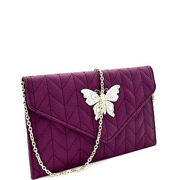 Butterfly Charm Quilted Envelope Clutch MH-CL0155