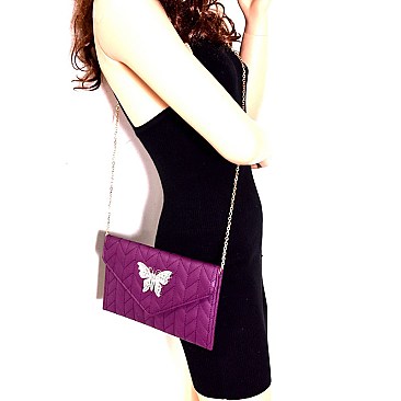 Butterfly Charm Quilted Envelope Clutch MH-CL0155