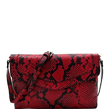 ENVELOPE SNAKE PRINT CROSS BODY SHOULDER BAG