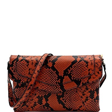 ENVELOPE SNAKE PRINT CROSS BODY SHOULDER BAG