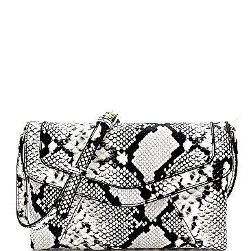 ENVELOPE SNAKE PRINT CROSS BODY SHOULDER BAG