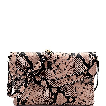 ENVELOPE SNAKE PRINT CROSS BODY SHOULDER BAG