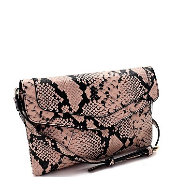 ENVELOPE SNAKE PRINT CROSS BODY SHOULDER BAG