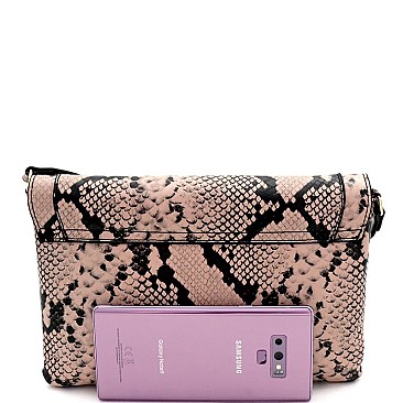 ENVELOPE SNAKE PRINT CROSS BODY SHOULDER BAG