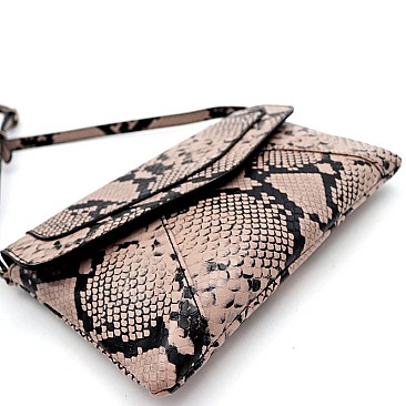 ENVELOPE SNAKE PRINT CROSS BODY SHOULDER BAG