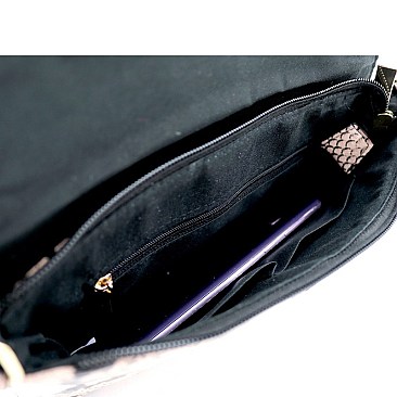 ENVELOPE SNAKE PRINT CROSS BODY SHOULDER BAG