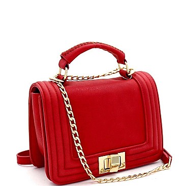 TWO WAY TURN-LOCK SATCHEL SHOULDER BAG
